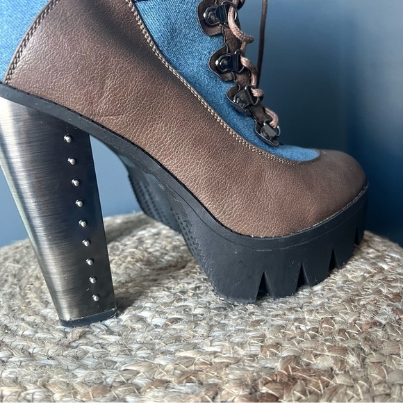 Bumper BI82 Patchwork Denim Heeled Boots - Picture 4 of 12